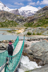 Grossglockner Glacier Waters and Alpine Hiking Trail in Summer Alps