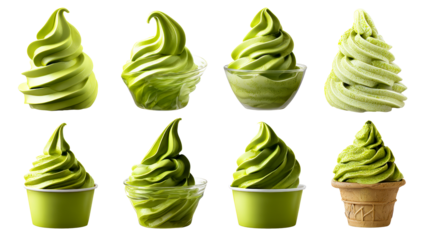 Multiple lime green soft serve ice cream treats