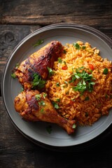 Liberian Jollof Rice with Grilled Protein Still Life
