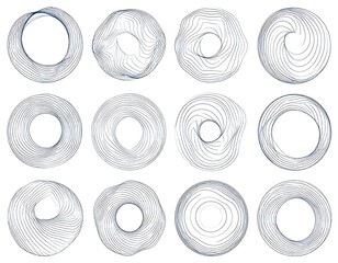 Group of spiraling circles, varying in distortion, in a repeating formation