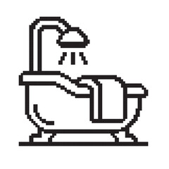 bathtub pixel art, vector illustration on isolated background.