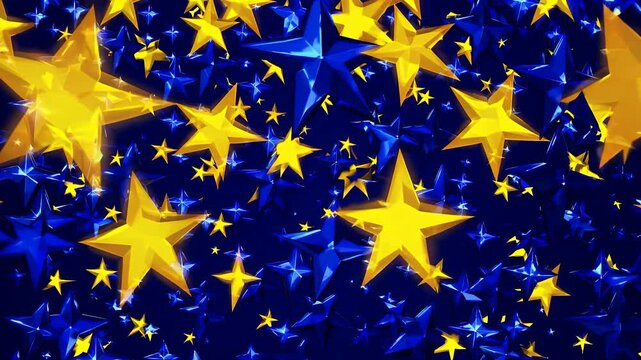 dazzling 4k animation dark blue golden diamond shaped star patterns forming fantasy night sky atmosphere suitable holiday celebrations cosmic designs space themed creative visual projects