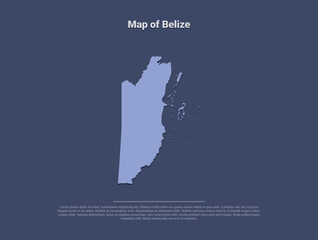 Map of Belize, minimalistic silhouette in soft blue on dark background