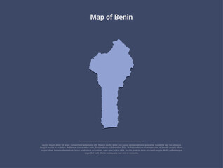 Map of Benin, minimalistic silhouette in soft blue on dark background