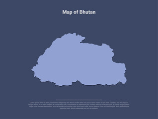 Map of Bhutan, minimalistic silhouette in soft blue on dark background