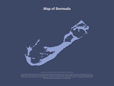 Map of Bermuda, minimalistic silhouette in soft blue on dark background