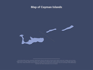 Naklejka premium Map of Cayman Islands, minimalistic silhouette in soft blue on dark background