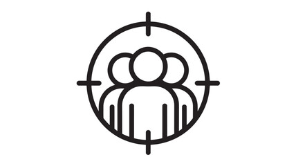 Target audience icon illustration of people in a crosshair concept for marketing and customer focus isolated on white