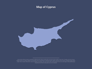 Map of Cyprus, minimalistic silhouette in soft blue on dark background