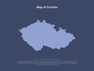 Map of Czechia, minimalistic silhouette in soft blue on dark background