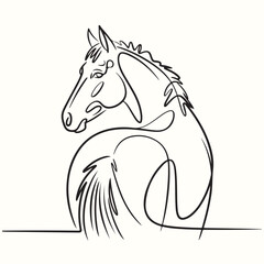 Elegant Line Art of a Horse A Minimalist Illustration in Black and White for Design and Decor