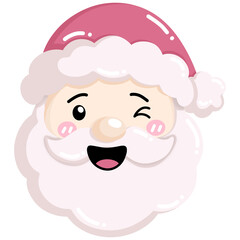 Kawaii Santa Claus with cheerful expression and wink, perfect for festive designs