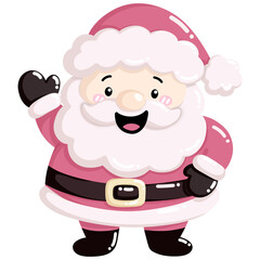 Fototapeta premium Kawaii Santa Claus character with cheerful expression and festive attire