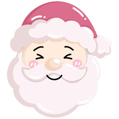 Kawaii Santa Claus face with cheerful expression and rosy cheeks, perfect for festive designs
