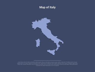 Fototapeta premium Map of Italy, minimalistic silhouette in soft blue on dark background