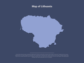 Fototapeta premium Map of Lithuania, minimalistic silhouette in soft blue on dark background