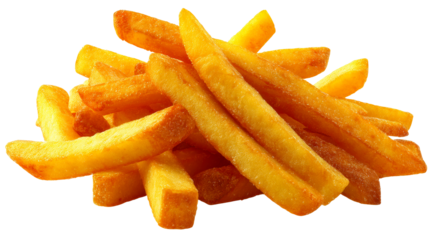 Golden Potato Fries Stacked Together Isolated