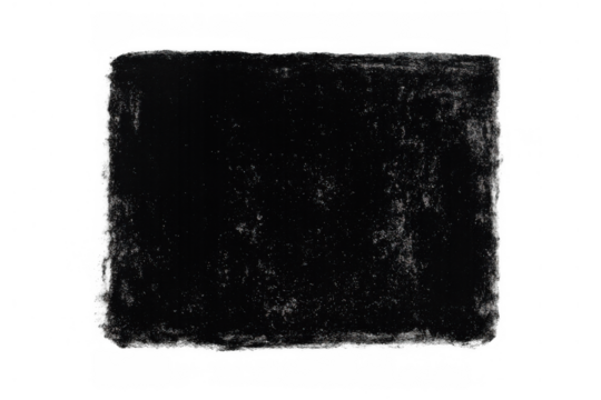 Black chalk rectangle stroke with grunge texture. Transparent background offering a distressed artistic element
