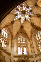 Fototapeta premium Burgos, Spain - August 12, 2025. The Cathedral of Santa María. Cupola of the Capilla de los Condestables.