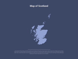 Map of Scotland, minimalistic silhouette in soft blue on dark background