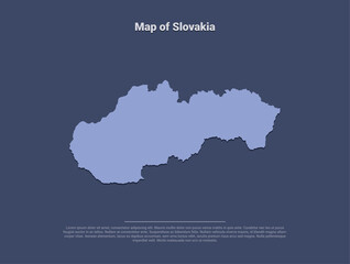 Map of Slovakia, minimalistic silhouette in soft blue on dark background