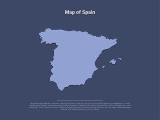 Map of Spain, minimalistic silhouette in soft blue on dark background