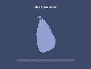 Map of Sri Lanka, minimalistic silhouette in soft blue on dark background