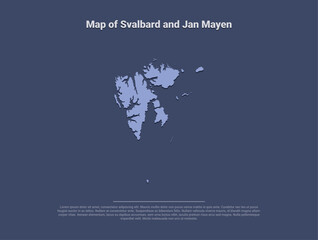 Map of Svalbard and Jan Mayen, minimalistic silhouette in soft blue on dark background