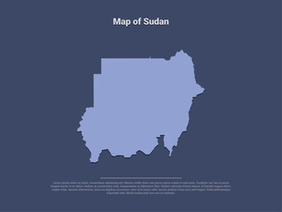 Map of Sudan, minimalistic silhouette in soft blue on dark background