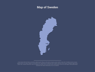 Map of Sweden, minimalistic silhouette in soft blue on dark background