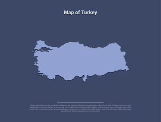 Map of Turkey, minimalistic silhouette in soft blue on dark background