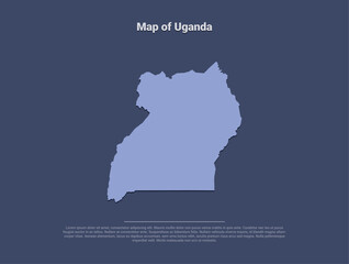 Map of Uganda, minimalistic silhouette in soft blue on dark background