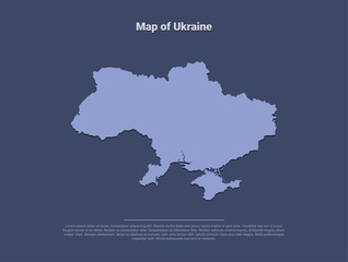 Map of Ukraine, minimalistic silhouette in soft blue on dark background