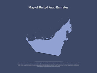 Map of United Arab Emirates, minimalistic silhouette in soft blue on dark background