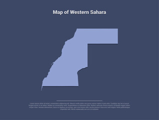 Map of Western Sahara, minimalistic silhouette in soft blue on dark background