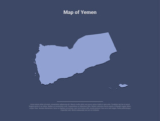 Map of Yemen, minimalistic silhouette in soft blue on dark background