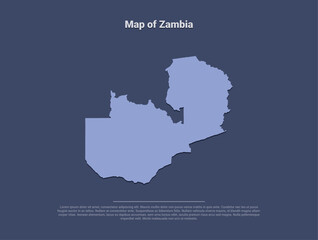 Map of Zambia, minimalistic silhouette in soft blue on dark background