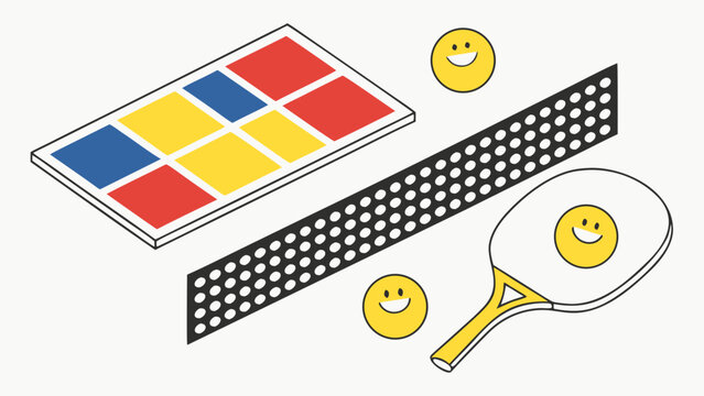 Joyful game icons with playful smiley faces and vibrant colors create a dynamic and engaging visual for sports and recreation themes