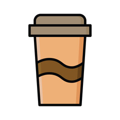 Color Line Coffee Cup Illustration Icon Vector for Cafe and Modern Beverage Design