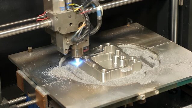 Detailed View of a Metallic Object Fabricated Through a Process of Additive Manufacturing Using Laser