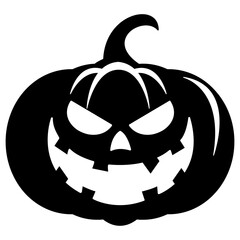 Black & White Sinister Pumpkin Face Vector � Grinning Jack-o-Lantern