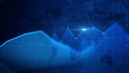 Digital World Map with Data Lines and Bright Blue Technology Background