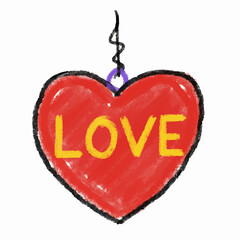 Crayon Drawing of a 'LOVE' Heart Ornament