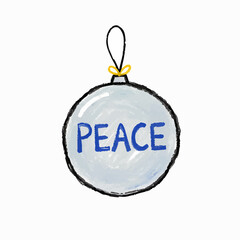 Crayon Drawing of a 'PEACE' Ornament