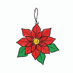 Crayon Drawing of a Poinsettia Ornament