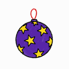Crayon Drawing of a Purple Starry Ornament