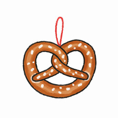 Crayon Drawing of a Pretzel Ornament