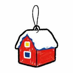Crayon Drawing of a Red Barn Ornament