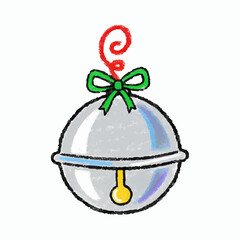 Crayon Drawing of a Silver Bell Ornament