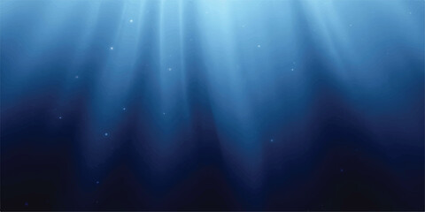 Underwater light rays shining down deep blue sea background perfect for marine life or ocean exploration concepts